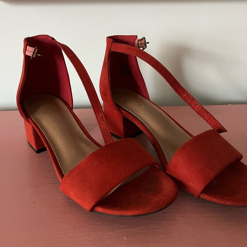 Short Red and Black Heeled sandals